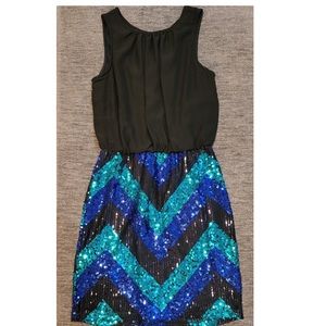 Sequined chevron mini dress